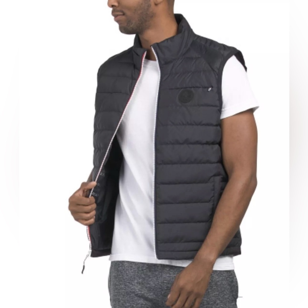 Four laps thermal wind resistant down grey puffer vest men’s NWT